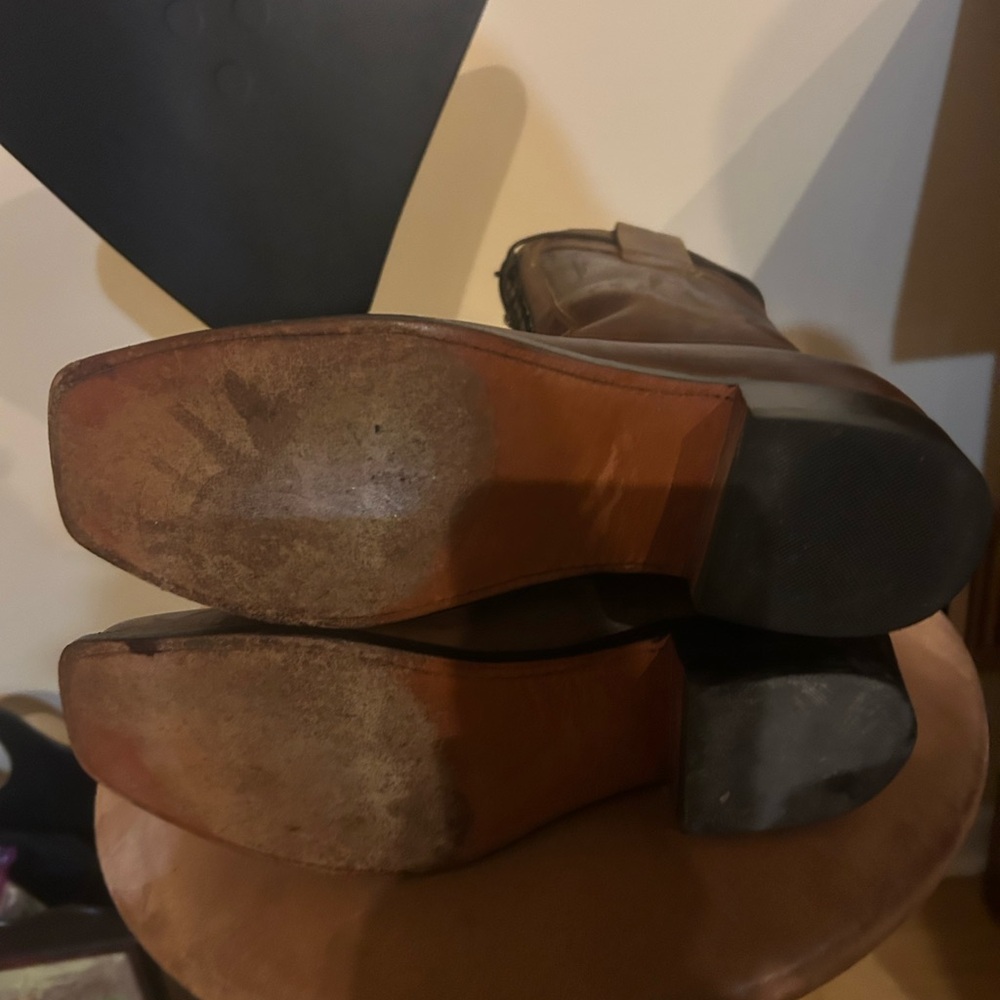 Handmade  Brown Leather ladies  Boots 10.5 - Picture 7 of 8